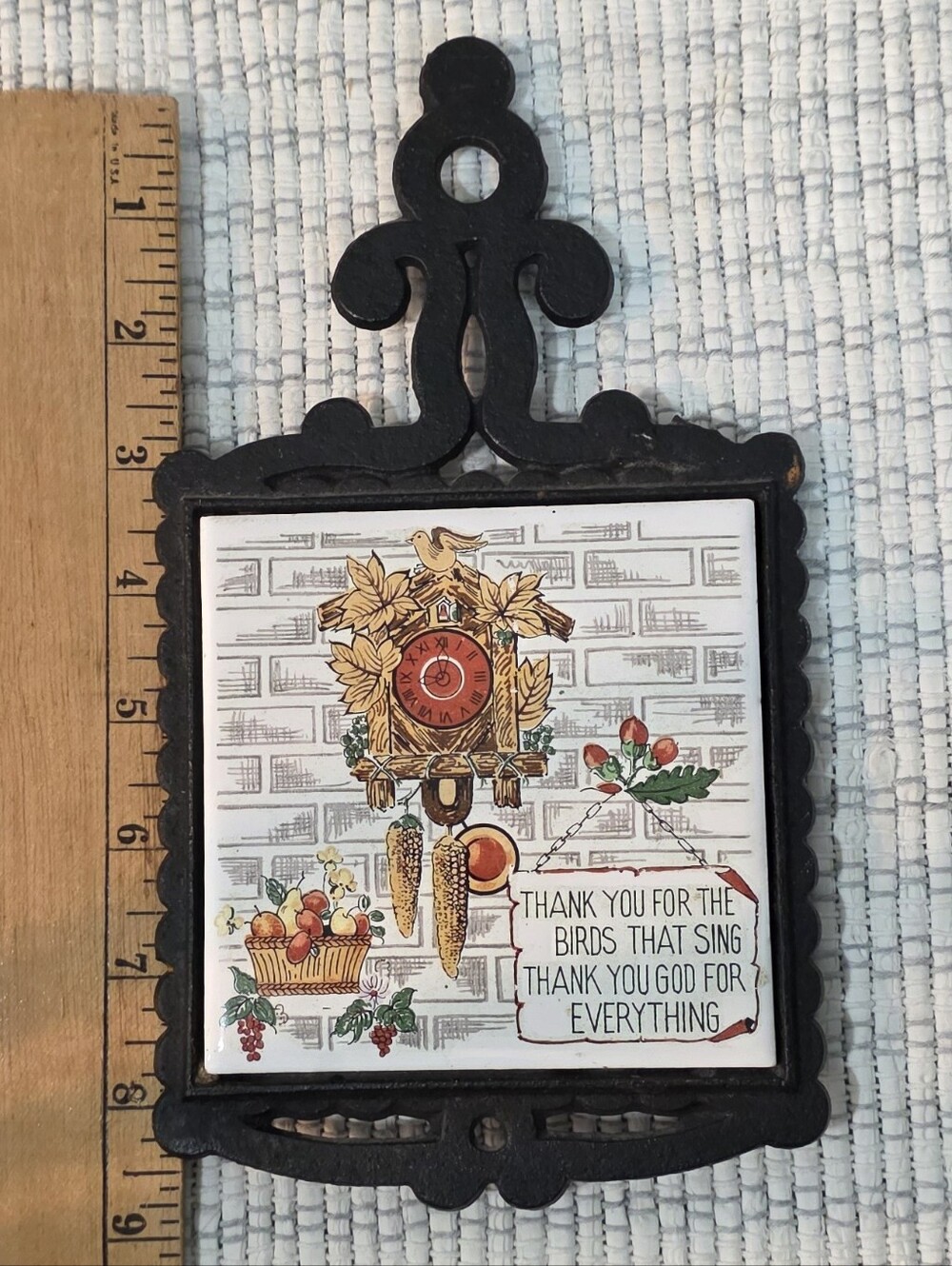 Vintage Farmhouse Cast Iron Trivit For Wall Decor Or Everyday Use.